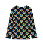 Autism Awareness Heart Pattern Print Long Sleeve Short Coat