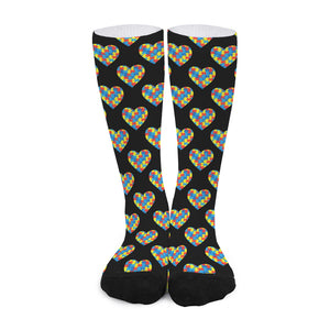 Autism Awareness Heart Pattern Print Long Socks