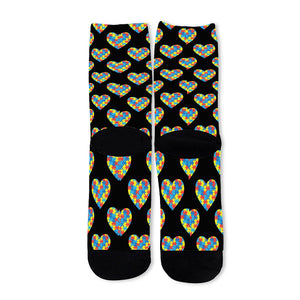 Autism Awareness Heart Pattern Print Long Socks