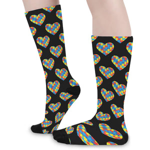 Autism Awareness Heart Pattern Print Long Socks