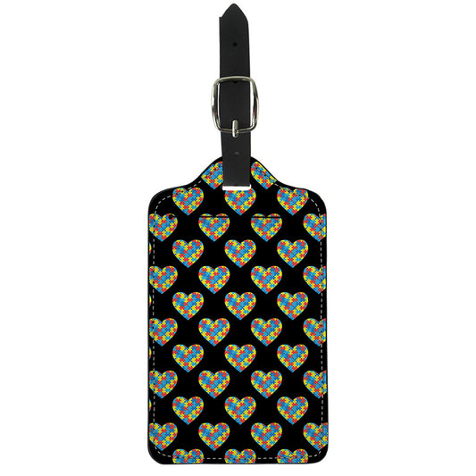 Autism Awareness Heart Pattern Print Luggage Tag