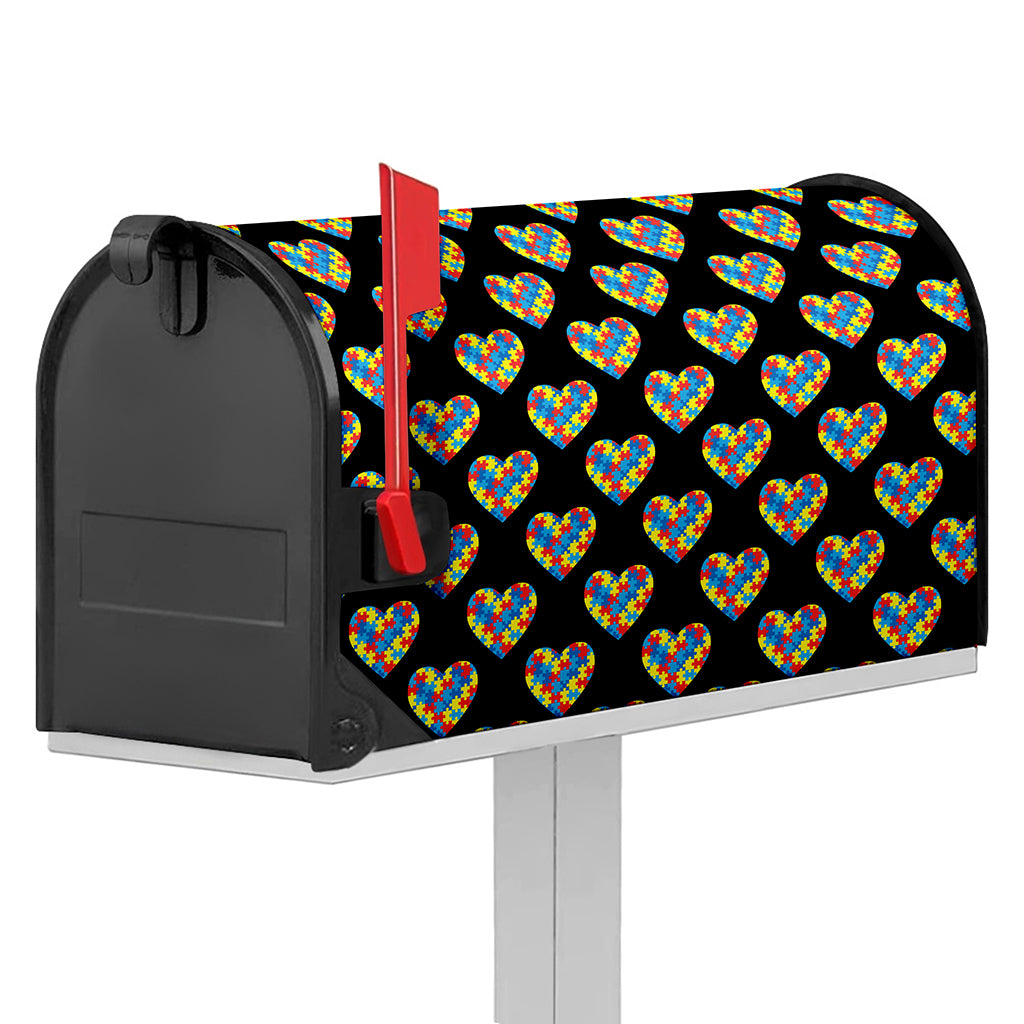 Autism Awareness Heart Pattern Print Mailbox Cover