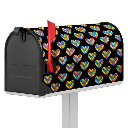 Autism Awareness Heart Pattern Print Mailbox Cover