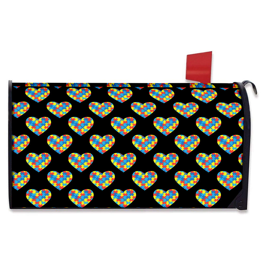 Autism Awareness Heart Pattern Print Mailbox Cover
