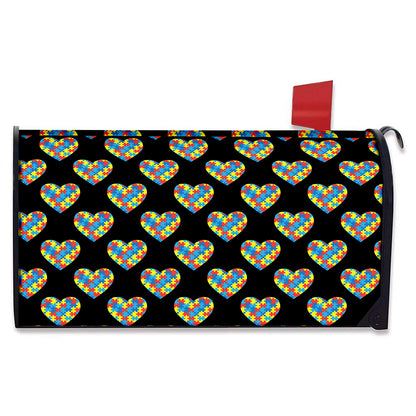 Autism Awareness Heart Pattern Print Mailbox Cover