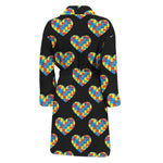 Autism Awareness Heart Pattern Print Men's Bathrobe