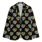 Autism Awareness Heart Pattern Print Men's Blazer