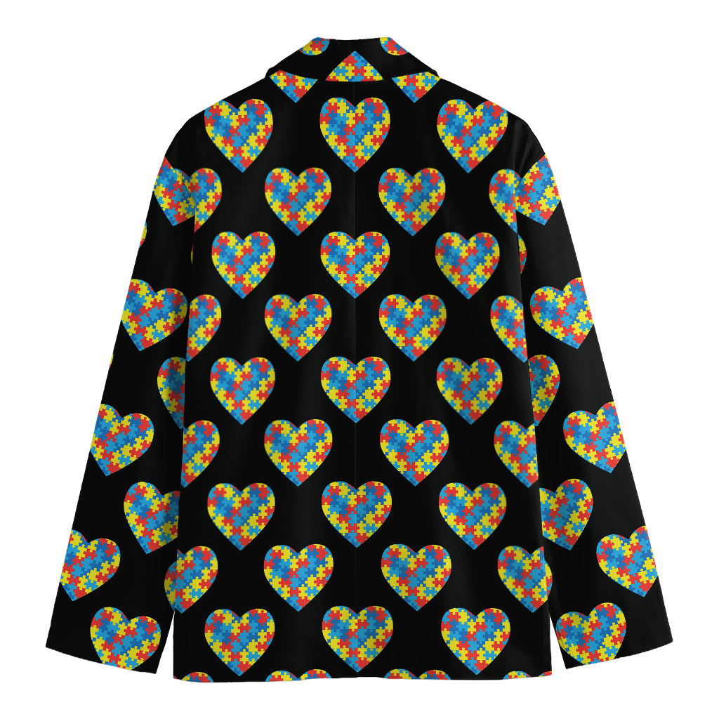 Autism Awareness Heart Pattern Print Men's Blazer