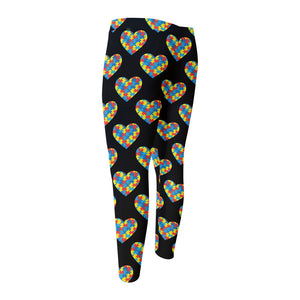 Autism Awareness Heart Pattern Print Men's Compression Pants