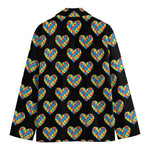 Autism Awareness Heart Pattern Print Men's Cotton Blazer