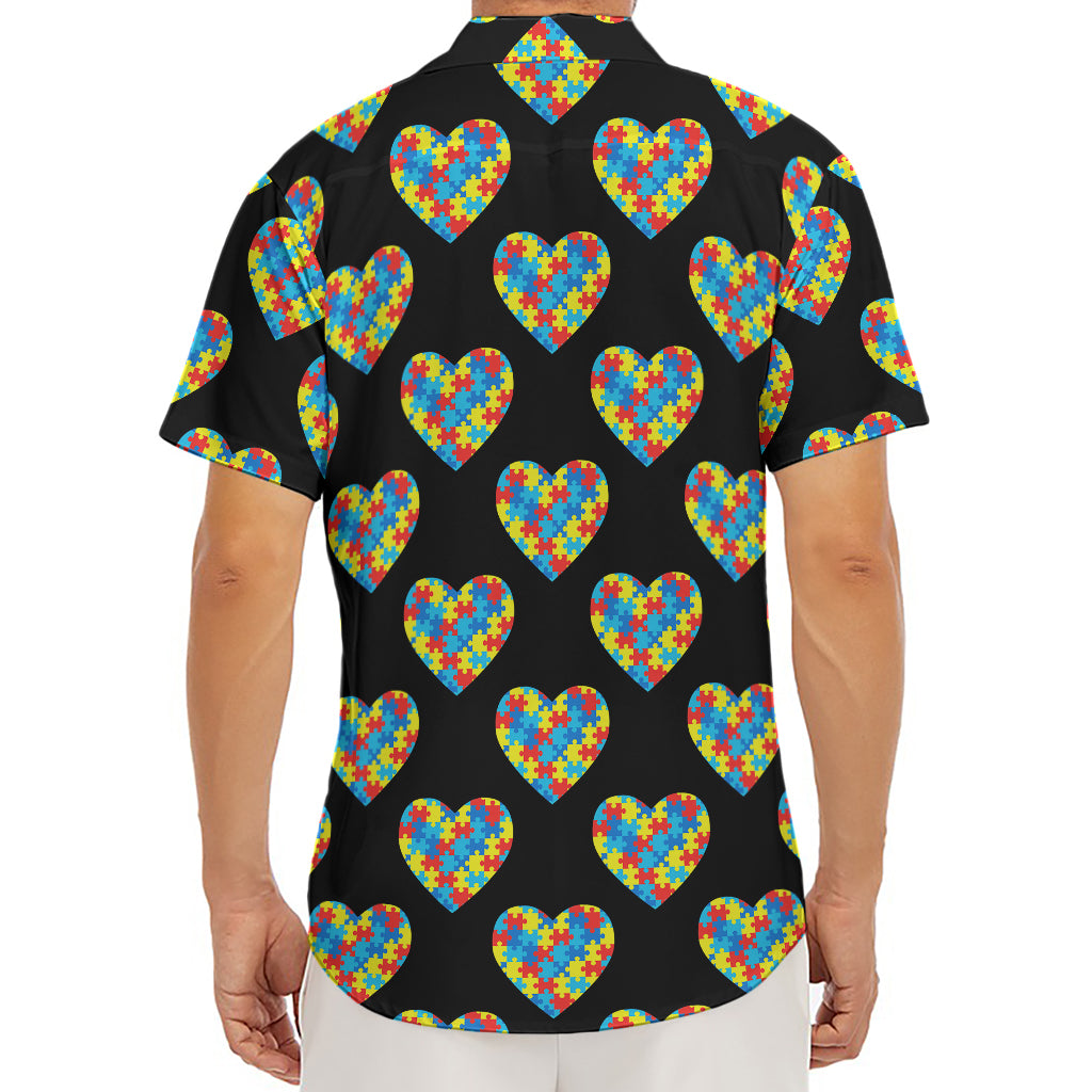 Autism Awareness Heart Pattern Print Men's Deep V-Neck Shirt