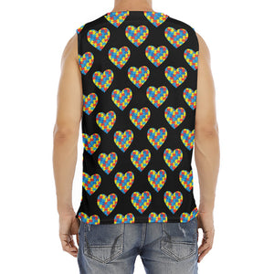 Autism Awareness Heart Pattern Print Men's Fitness Tank Top