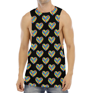 Autism Awareness Heart Pattern Print Men's Muscle Tank Top