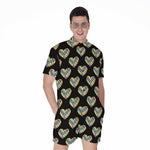 Autism Awareness Heart Pattern Print Men's Rompers