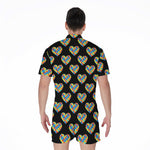 Autism Awareness Heart Pattern Print Men's Rompers