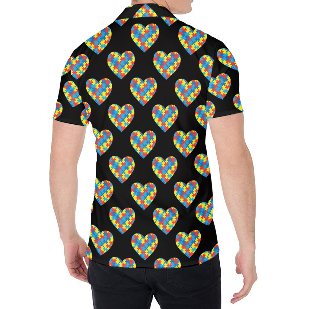 Autism Awareness Heart Pattern Print Men's Shirt