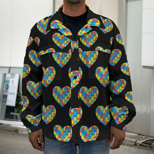 Autism Awareness Heart Pattern Print Men's Shirt Jacket