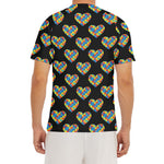 Autism Awareness Heart Pattern Print Men's Short Sleeve Rash Guard