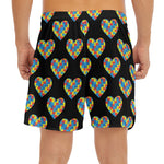 Autism Awareness Heart Pattern Print Men's Split Running Shorts