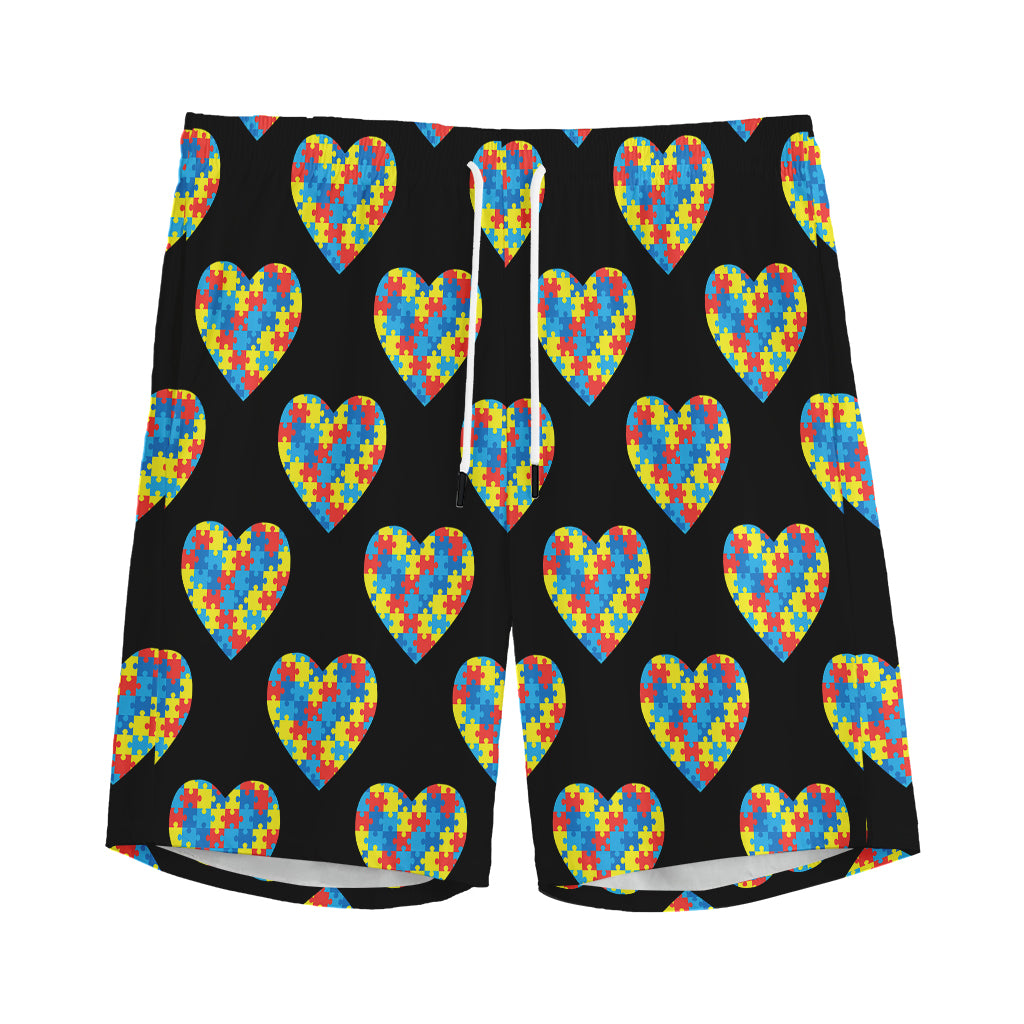 Autism Awareness Heart Pattern Print Men's Sports Shorts