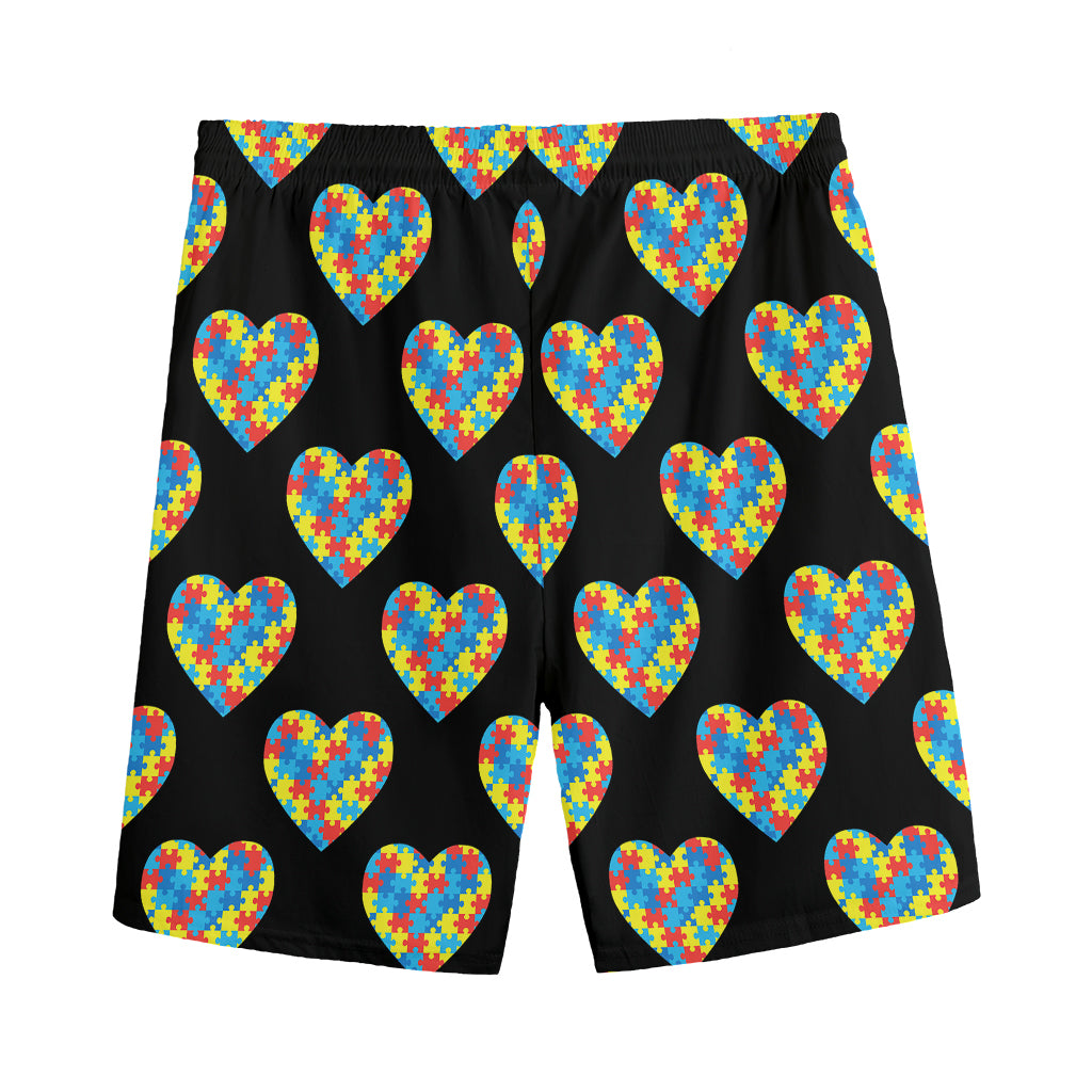 Autism Awareness Heart Pattern Print Men's Sports Shorts