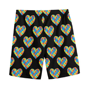 Autism Awareness Heart Pattern Print Men's Sports Shorts