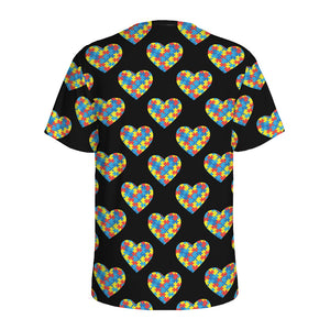 Autism Awareness Heart Pattern Print Men's Sports T-Shirt