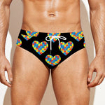 Autism Awareness Heart Pattern Print Men's Swim Briefs
