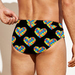 Autism Awareness Heart Pattern Print Men's Swim Briefs