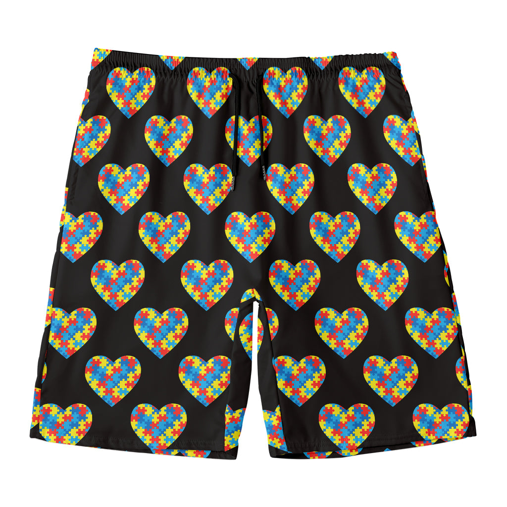 Autism Awareness Heart Pattern Print Men's Swim Trunks
