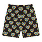 Autism Awareness Heart Pattern Print Men's Swim Trunks