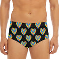 Autism Awareness Heart Pattern Print Men's Triangle Swim Briefs