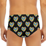 Autism Awareness Heart Pattern Print Men's Triangle Swim Briefs
