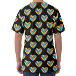 Autism Awareness Heart Pattern Print Men's Velvet T-Shirt