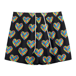 Autism Awareness Heart Pattern Print Mesh Shorts