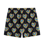 Autism Awareness Heart Pattern Print Mesh Shorts