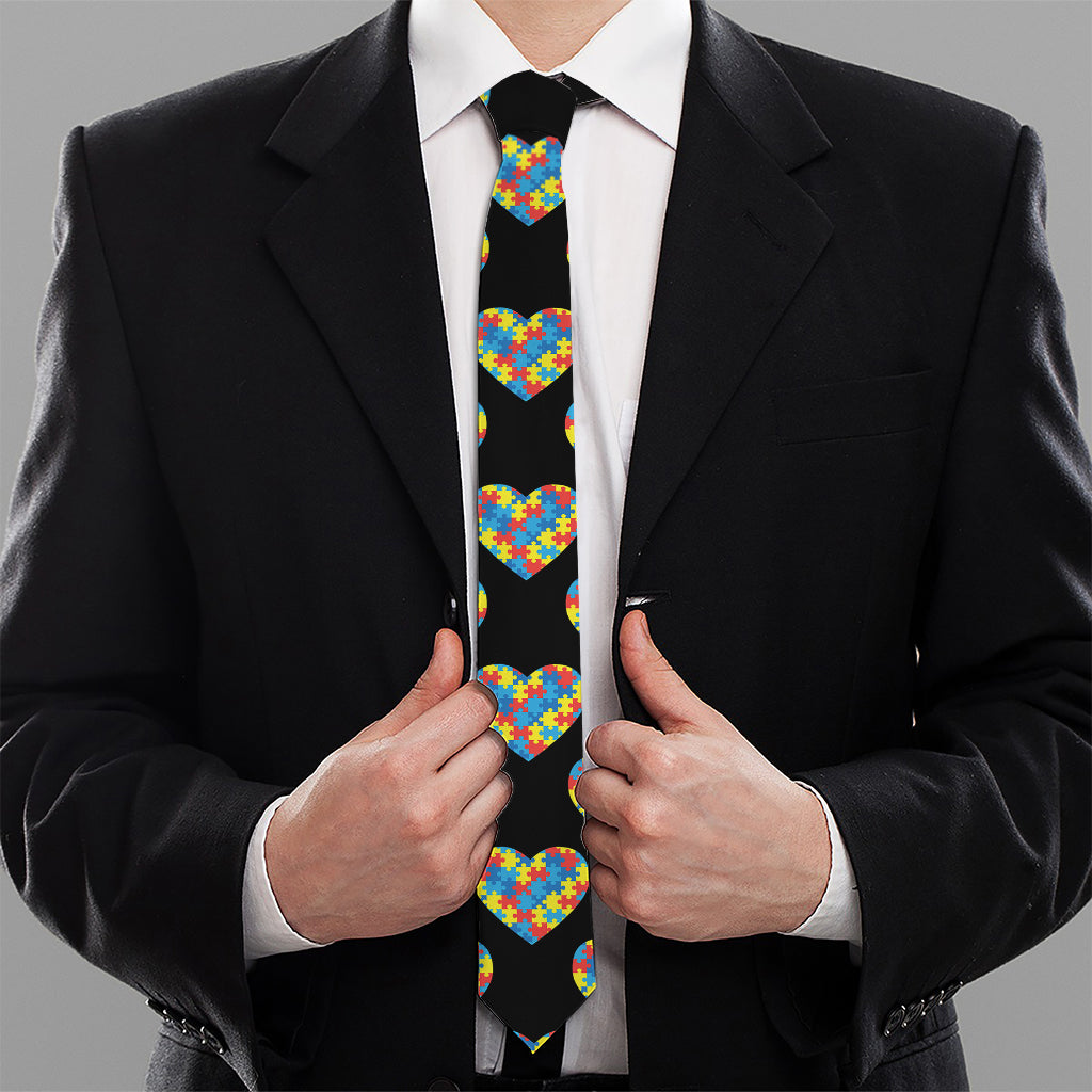 Autism Awareness Heart Pattern Print Necktie