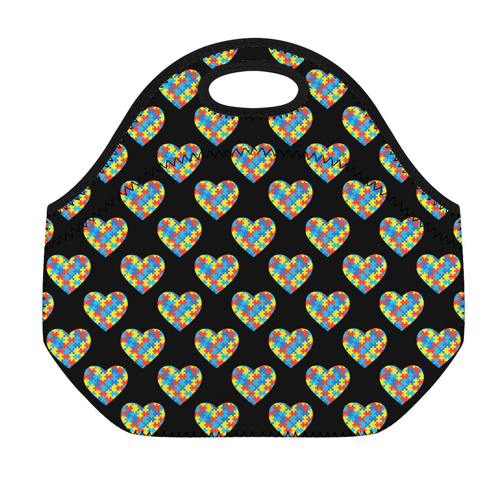 Autism Awareness Heart Pattern Print Neoprene Lunch Bag