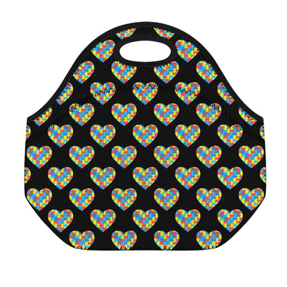 Autism Awareness Heart Pattern Print Neoprene Lunch Bag