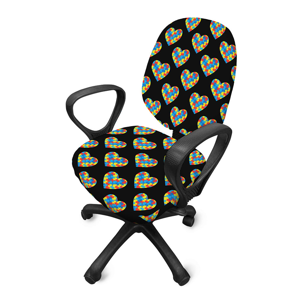 Autism Awareness Heart Pattern Print Office Chair Cover
