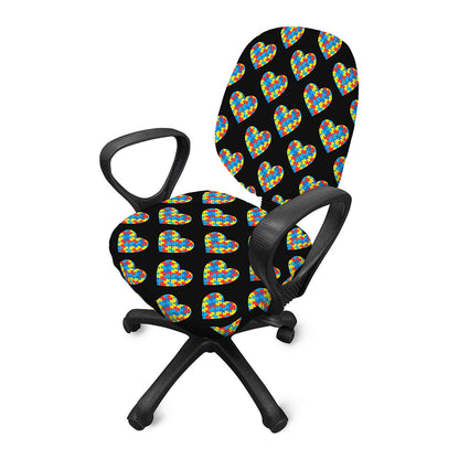 Autism Awareness Heart Pattern Print Office Chair Cover