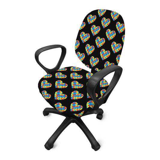 Autism Awareness Heart Pattern Print Office Chair Cover