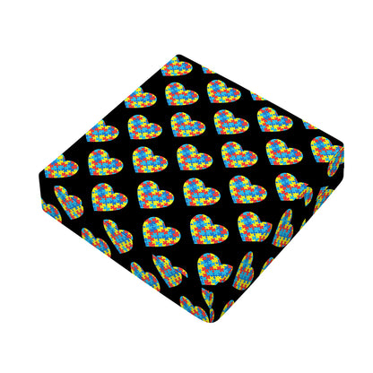 Autism Awareness Heart Pattern Print Outdoor Seat Cushion Cover