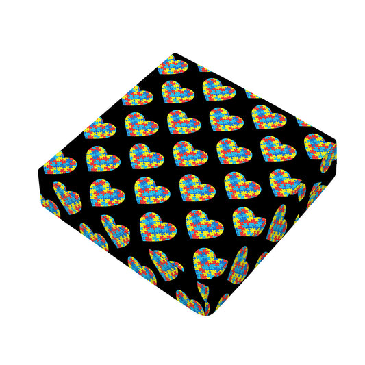 Autism Awareness Heart Pattern Print Outdoor Seat Cushion Cover