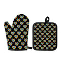 Autism Awareness Heart Pattern Print Oven Mitt And Pot Holder Set