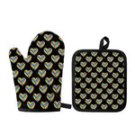Autism Awareness Heart Pattern Print Oven Mitt And Pot Holder Set