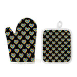 Autism Awareness Heart Pattern Print Oven Mitt And Pot Holder Set