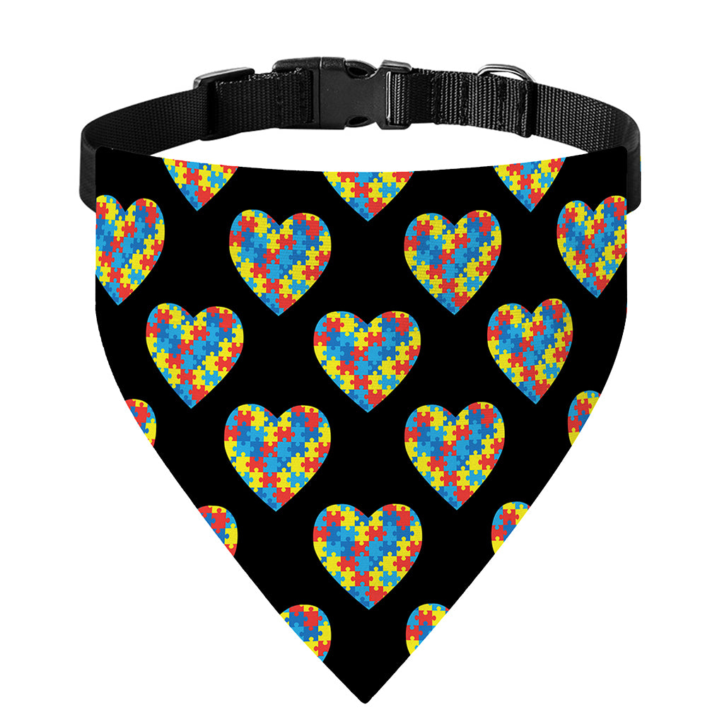 Autism Awareness Heart Pattern Print Over The Collar Dog Bandana