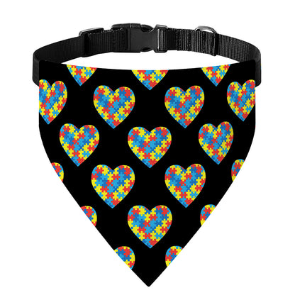 Autism Awareness Heart Pattern Print Over The Collar Dog Bandana