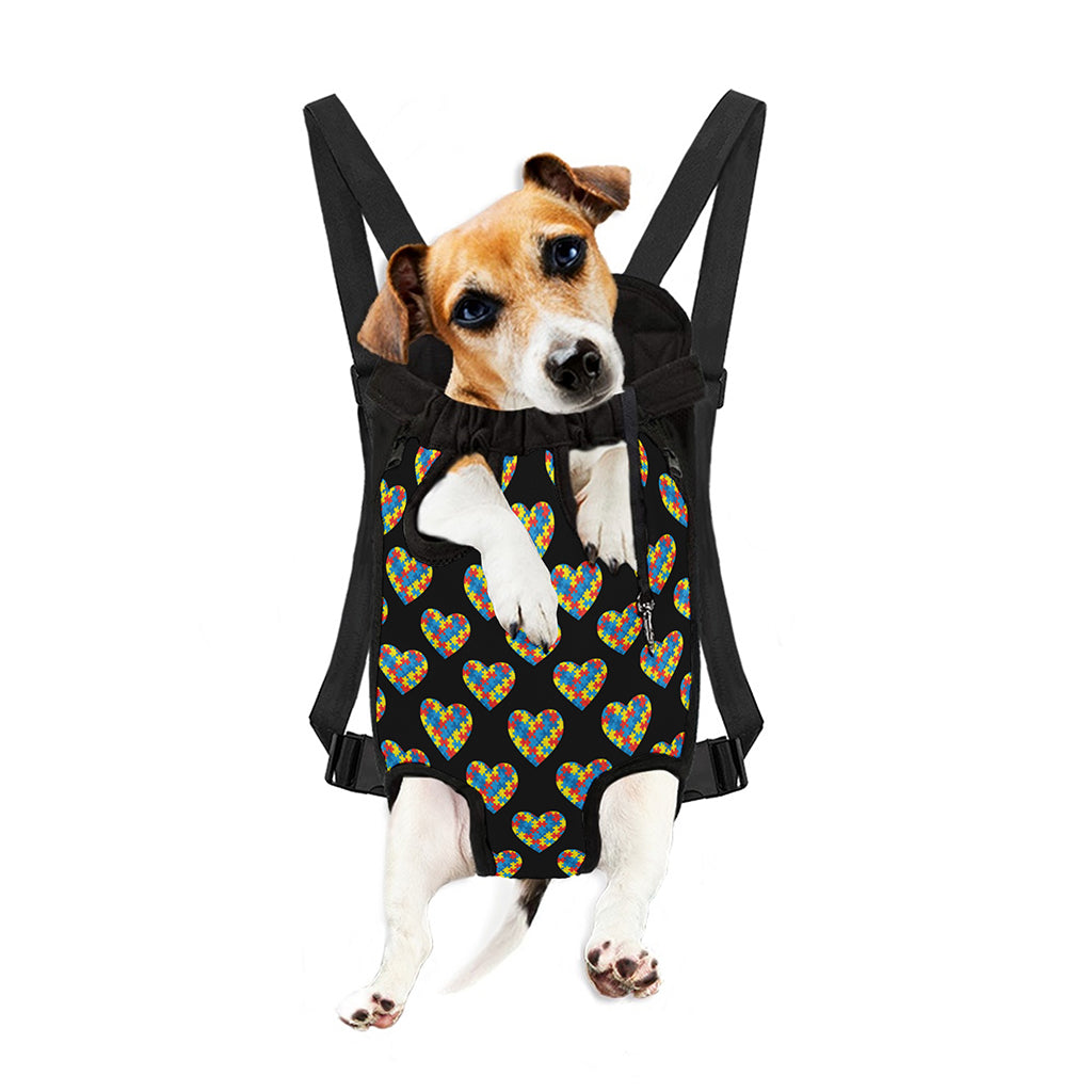 Autism Awareness Heart Pattern Print Pet Carrier Backpack